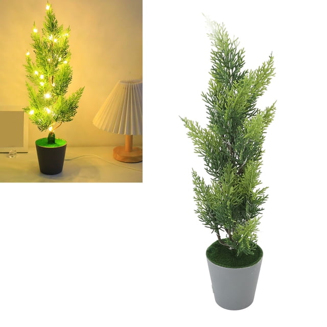 Decorációe de árbol cipress encendida iluminada usb led mini de la mesa led de luz