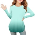 thumbnail image 2 of GigrtiJin 3-12 Years Kids Casual Trendy Tops Gradient Color Round Neck Long Sleeve Slit Shirt Versatile Comfy Blouse, 2 of 7