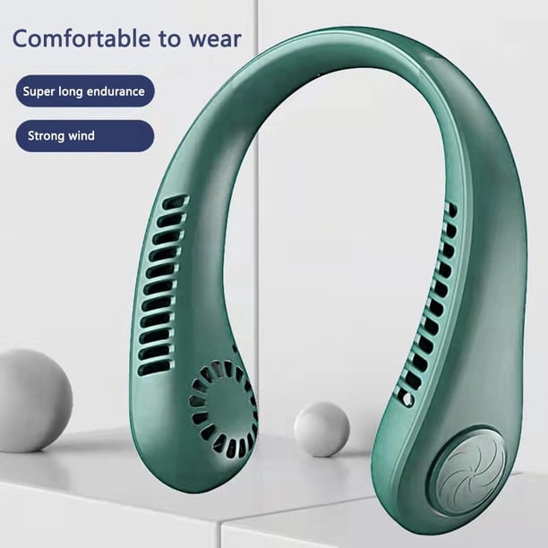 Mini ventilador de cuello USB recargable sin aspas ventilador cuello aire acondicionado (verde)