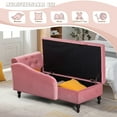 thumbnail image 7 of ACMEASE Upholstered Chaise Lounge with Right Armrest & Lumbar Pillow,Button Tufted Lounge Sofa with Storage,Lounge Chair Indoor,Modern Velvet Lounge Chair for Bedroom, Living Room and Office, Pink, 7 of 7