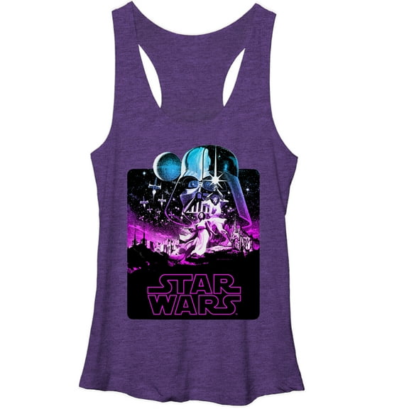 Women's Star Wars Epic Artwork Racerback Tank Top Purple Heather X Large