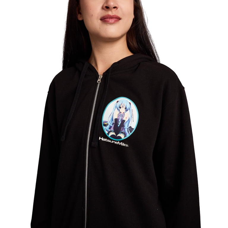 Hatsune Miku Character & Logon Women's Black Long Sleeve Zip