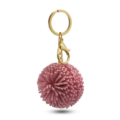 Vegan Leather Pom Keychain