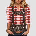 thumbnail image 2 of Dakiuu Womens 3/4 Sleeve Plaid Double Breasted Faux Suspender Top Relaxed Oktoberfest Bavarian Fair Blouse Casual Shirt for Beer Fest Weekend Gathering Outfit, 2 of 3