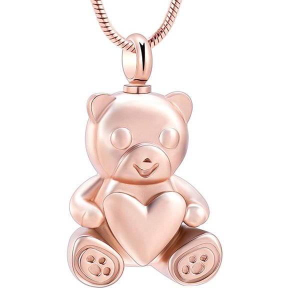 Teddy Bear Cremation Urn Nekclaces Ashes Jewelry for Men Women Heart Memorial Urn Keepsake Locket Pendant Ash Holder