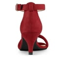 thumbnail image 2 of BLISSFUL STEP Women's Shoes Faux Suede Ankle Strap Kitten Heel Slide Straps Solid Sandals  Red 9.5, 2 of 8