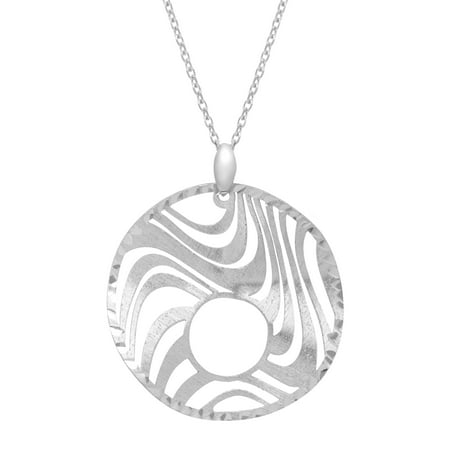 Textured Open Wave Pendant Necklace in Sterling Silver