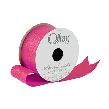 Offray Ribbon, Hot Pink 1 1/2 inch Grosgrain Glitter Polyester Ribbon for Sewing, Crafts, and Gifting, 9 feet, 1 Each