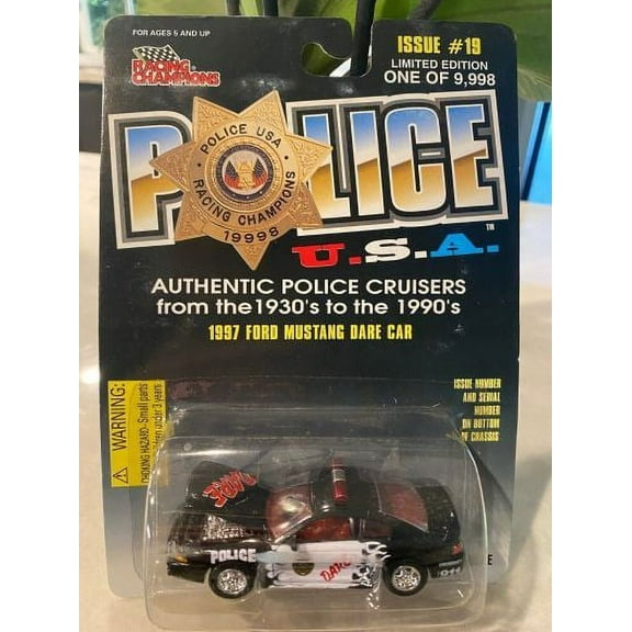 1998 Racing Champions Police 1997 Ford Mustang DARE Car #19 Diecast 1:56 Scale