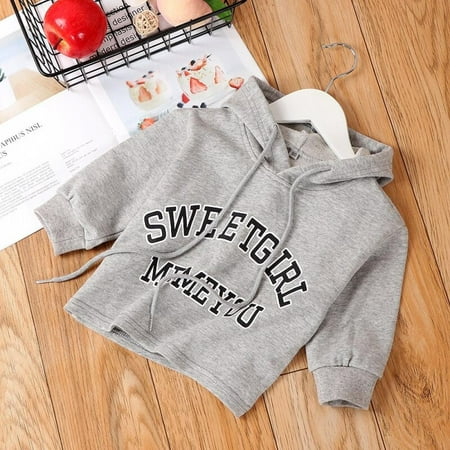 

Clearance Sale Products kid clothes Girls Sweatshirt Korean Letter Print long sleeved Hooded Sweatshirt Casual All-match coat top