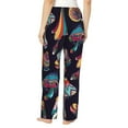 thumbnail image 3 of Uemuo Mushroom Doodle Pattern Women's Wide Leg Palazzo Lounge Pants with Pockets Light Weight Loose Comfy Casual Pajama Pants-XX-Large, 3 of 9