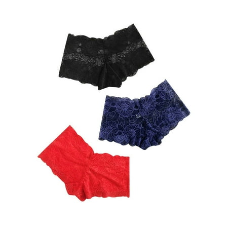 

ORQ Women Lace Floral Solid Color Elastic Underwear