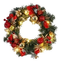 Wadada Christmas Wreath, Pre-Lit Artificial Christmas Wreath for Indoor Outdoor Christmas Decorations, Lighted Christmas Wreath, Christmas Spruce Wreath, Christmas Collection, 16 Inches-Gold