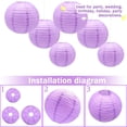 thumbnail image 4 of Faroles de papel redondos de 20 a 30 cm, color morado, 6 unidades, de Yosawa, 4 of 5