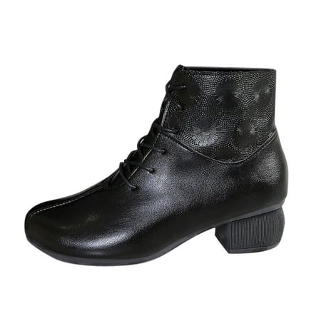 

Ediodpoh Women s Autumn Round Toe Printed Ankle Boots Boots for Women Black 8