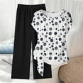 thumbnail image 3 of AUNVITO Women's Casual Two-Piece Set Loose Fit Drawstring Pants and Round Neck Short Sleeve Top with All Over Print Fashion Casual Outfit, 3 of 5