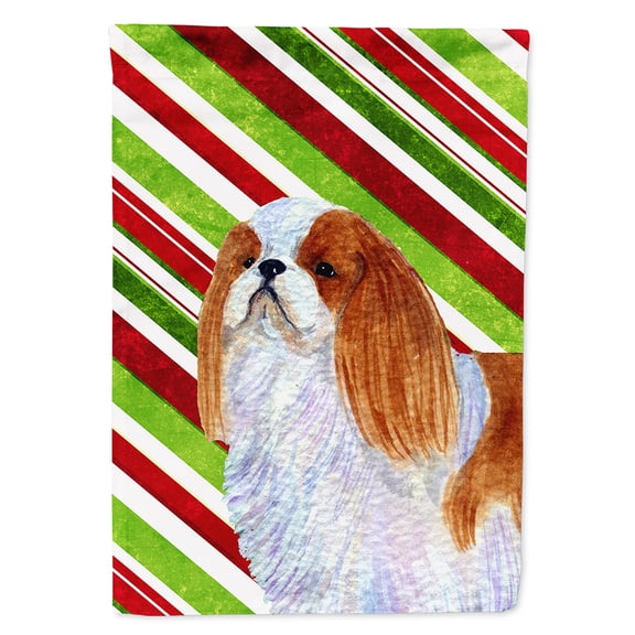 English Toy Spaniel Candy Cane Holiday Christmas Flag Canvas House Size