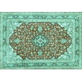 thumbnail image 1 of Ahgly Company Machine Washable Indoor Rectangle Medallion Turquoise Blue Traditional Area Rugs, 5' x 7', 1 of 4