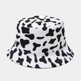 thumbnail image 2 of CoCopeanut Topi Motif Sapi Mode Baru Topi Ember Hitam Putih Topi Nelayan Dapat Dibalik Topi Musim Panas untuk Wanita Topi Pantai Wanita Gorras Panama, 2 of 6