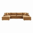 thumbnail image 4 of Modway Commix 6-Piece Down Filled Overstuffed Performance Velvet Sectional Sofa in Cognac, 4 of 5