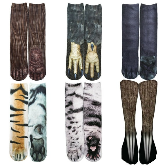 Dinheiro 6pairs Animal Paws Socks - Funny 3D Animal Socks Crazy Cat Tiger Dog Paw Crew Socks Novelty Socks Gag s,style:style4