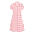 thumbnail image 5 of QUNYINEY Beach Womens Dress Midi Summer Plaid Short Sleeve Shirt Dress Collared A Line Casual Loose Fit Dress, 5 of 5