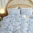 thumbnail image 3 of NAYOROOM Duvet Cover King Size,3 Pieces Botanical Floral Leaf Soft Comforter Cover Set for Adults,Blue White, 3 of 10