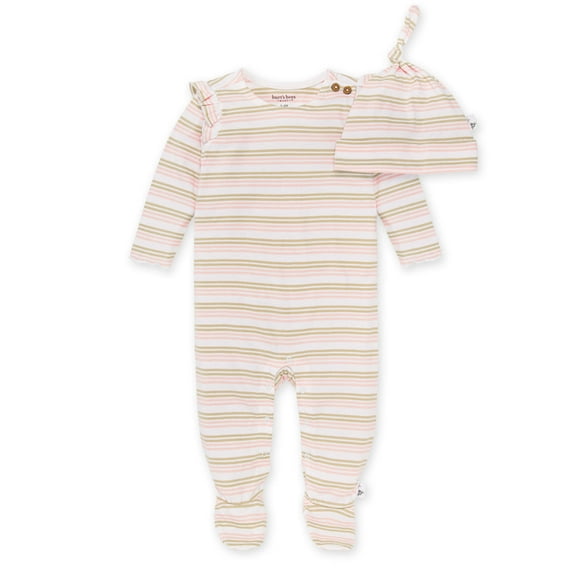 Burt's Bees Baby Organic Cotton Baby Girl Jumpsuit & Knot Top Hat Set, Sizes Newborn-6/9 Months