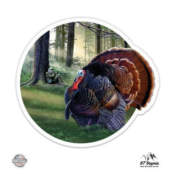 Turkey Hunt - 3" Vinyl Sticker - For Car Laptop I-Pad Phone Helmet Hard Hat - Waterproof Decal