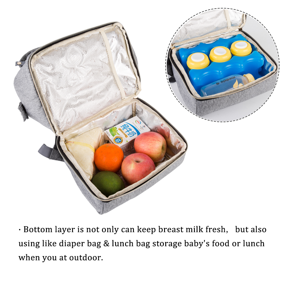Breast Pump Bag Backpack - Cooler and Moistureproof Lunch Bag Double Layer