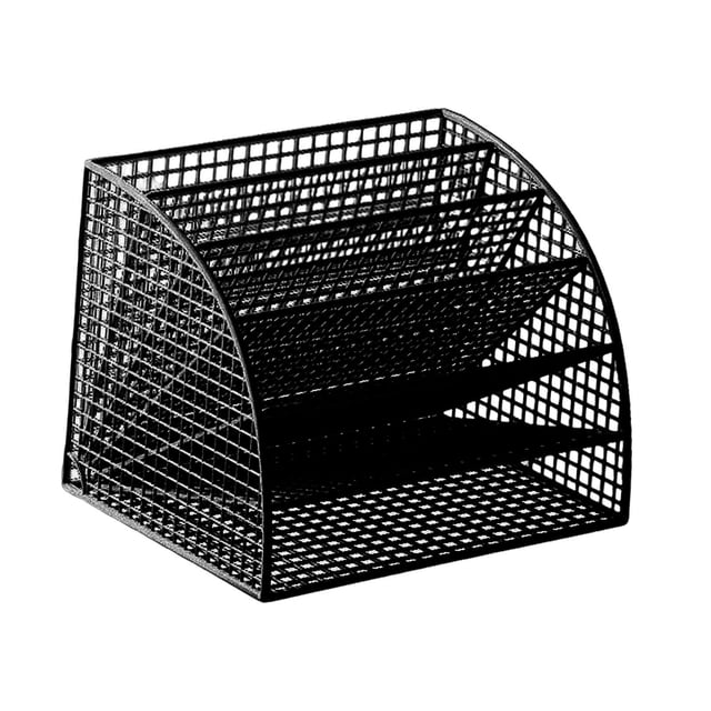 simhoa Fan Shaped File Organizer Desktop Holder Stand 6 Layers Shelf Large Capacity Tabletop Sorter Storage Rack for Decoration Room Black and L