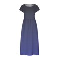 thumbnail image 5 of JUNWELL Offres de Vacances Robe d'Été Décontractée Ample Dégradé Col Rond Manches Courtes Tunique Grande Taille Coton Lin Sans Manches Col Rond Bleu 10, 5 of 5