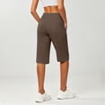 thumbnail image 6 of Knee Length Shorts Women Bermuda Summer Stretch Loose Capris High Waisted Athletic Capri with Pockets Coffee XL, 6 of 8