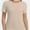 Khaki, variant on Women's Crew Neck Ribbed Fitted Shirt Basic Short Sleeves Summer T Shirt Tops