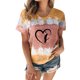thumbnail image 1 of Mujeres Casual Cuello Redondo Manga Corta Estampado Jersey Blusa Camiseta Tops Sueltos OAVQHLG3B Store  lin121212, 1 of 4