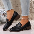 thumbnail image 5 of Vibrex Loafers for Women, Women's Loafers with Metal Buckle Platform Low Heel Faux Leather Slip On Comfort Shoes Women's Shoes,Size:5.5, 5 of 10