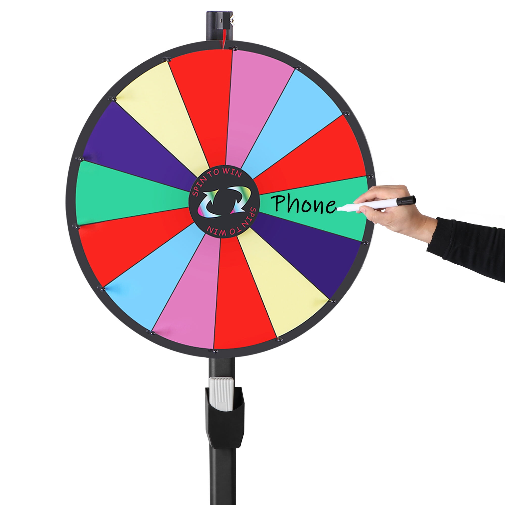 ZENSTYLE 24" Spin Wheel Freestanding Height Adjustable 14 Slots Colorful Prize Wheel Spinner Game