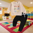 thumbnail image 3 of Toddler Kids Boys Sweatsuit Set Cute Hooded Casual Tracksuit Long Sleeve Hoodie Cartoon Print Pants Autumn Sportswear Outfit Fashion Sweatshirts and Sweatpants 6-12 Months, 3 of 3