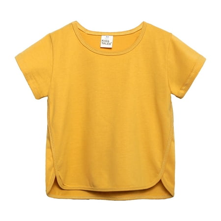 

1-8Years Old 100% Cotton Short Sleeve Pleated Shirt in Solid Color for Kids Toddler Boys Girls
