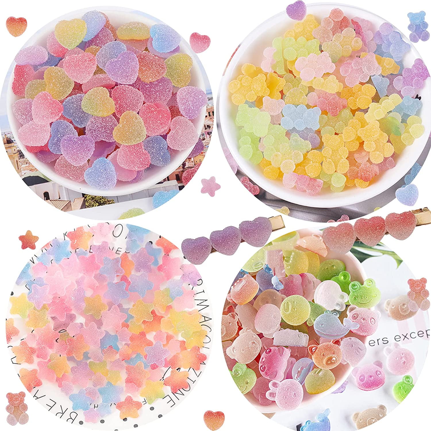 JINDUODUO 180 Pcs Slime Charms Cute Set, Kawaii Charms Bulk for Slime Assorted Candy Sweets Flatback Resin for DIY Craft Making and Ornament