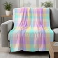 thumbnail image 2 of Pink Blue Blanket Soft Cozy Warm Throw Blanket for Couch, Plush Fuzzy Flannel Fleece Blankets for Sofa, Buffalo Plaid Checker Modern Gingham Lattice Bed Blankets Lightweight Gifts for Women, 32"x48", 2 of 9