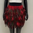 thumbnail image 2 of LWavelet Women Feather Decor Mini Skirt High Waist Fuzzy Texture Cute Party Skirt Red M, 2 of 3