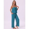 thumbnail image 3 of DARING DIVA Women's Cami Tank Top and Pants Pleated Pajama Sets with Pockets L Blue, 3 of 6