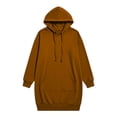 thumbnail image 5 of Busydd Hooded Sweatshirt Dress for Women with Kangaroo Pocket Casual Solid Color Drawstring Fall Dress Comfy Fashion Long Sleeve Dresses S, 5 of 5
