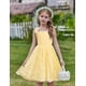 thumbnail image 2 of Vestido tutú Arshiner amarillo con estampado floral para niñas de 3 a 4 años, 2 of 4