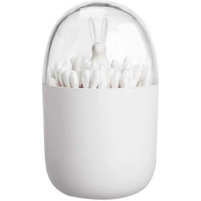 KAIYANG Caja para palillos de dientes de plantas, caja de almacenamiento reutilizable con forma de animal, recipiente para hisopos de algodón (conejo)