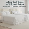 thumbnail image 2 of California Design Den 2-Pack 100% Organic Cotton Queen Sheet Set - Crisp Percale, Deep Pocket Queen Sheets 2 Pack, Durable Bedding Set - White, 2 of 6