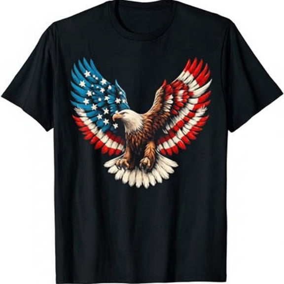 Patriotic Eagle American Flag T-Shirt, USA Freedom Graphic Tee, Fourth of July Shirt, Bald Eagle Independence Day Tee
