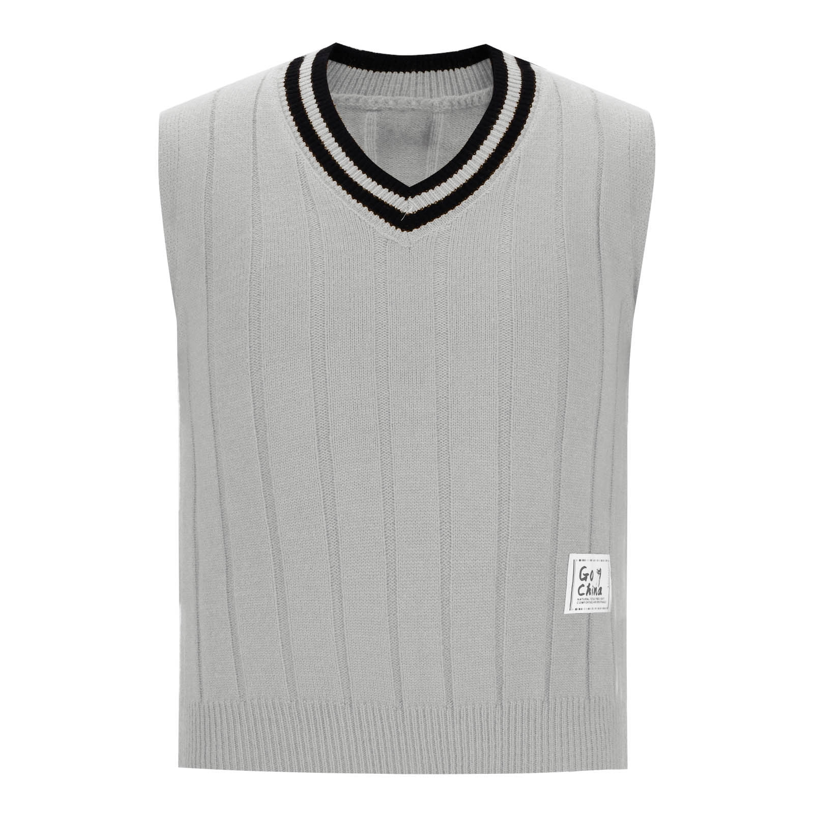 Ofreoo Men Waistcoat Knitting Top Sleeveless Casual V-neck Top Bottom Llayer Shirt Work Vest for Men Gift for Adults