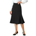 thumbnail image 4 of INSPIRE CHIC Women's Below Knee Lenght High Waist Fishtail Office Midi Skirt L Black, 4 of 5